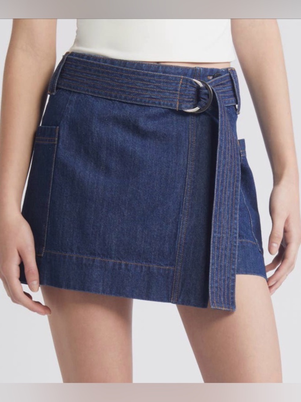 Rails Deanna Dark Blue Wrap Denim Mini Skirt with side pockets & Belt.NWT